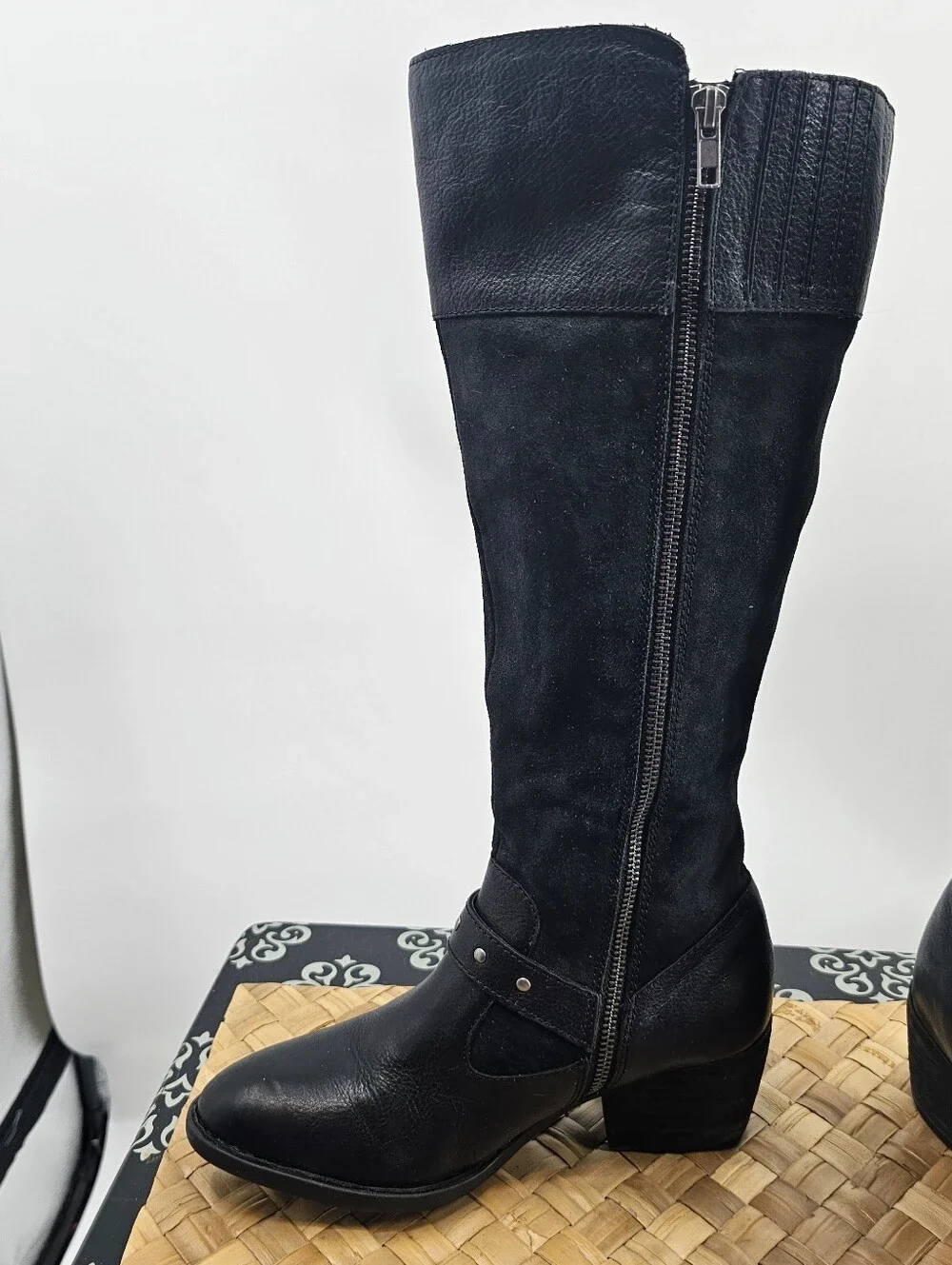 Born Black Tall Leather Boots Size 8